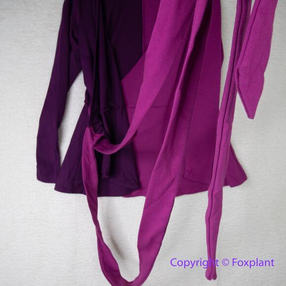 New! ELOQUII Colorblock Wrap Top Purple Fuchsia Stretch Knit plus size 20 - Picture 11 of 14
